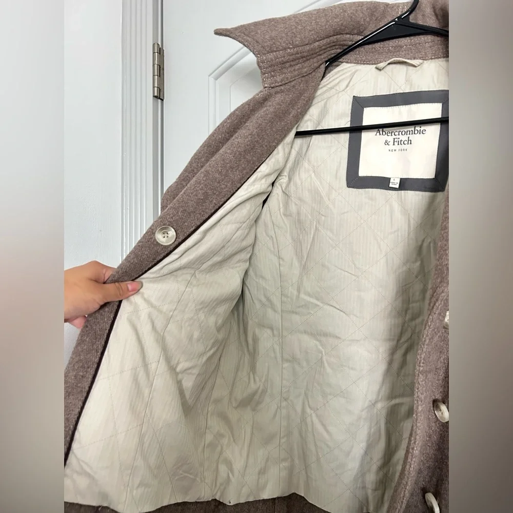 Abercrombie & Fitch Chic collar double breasted wool blend coat size L - Picture 4 of 16